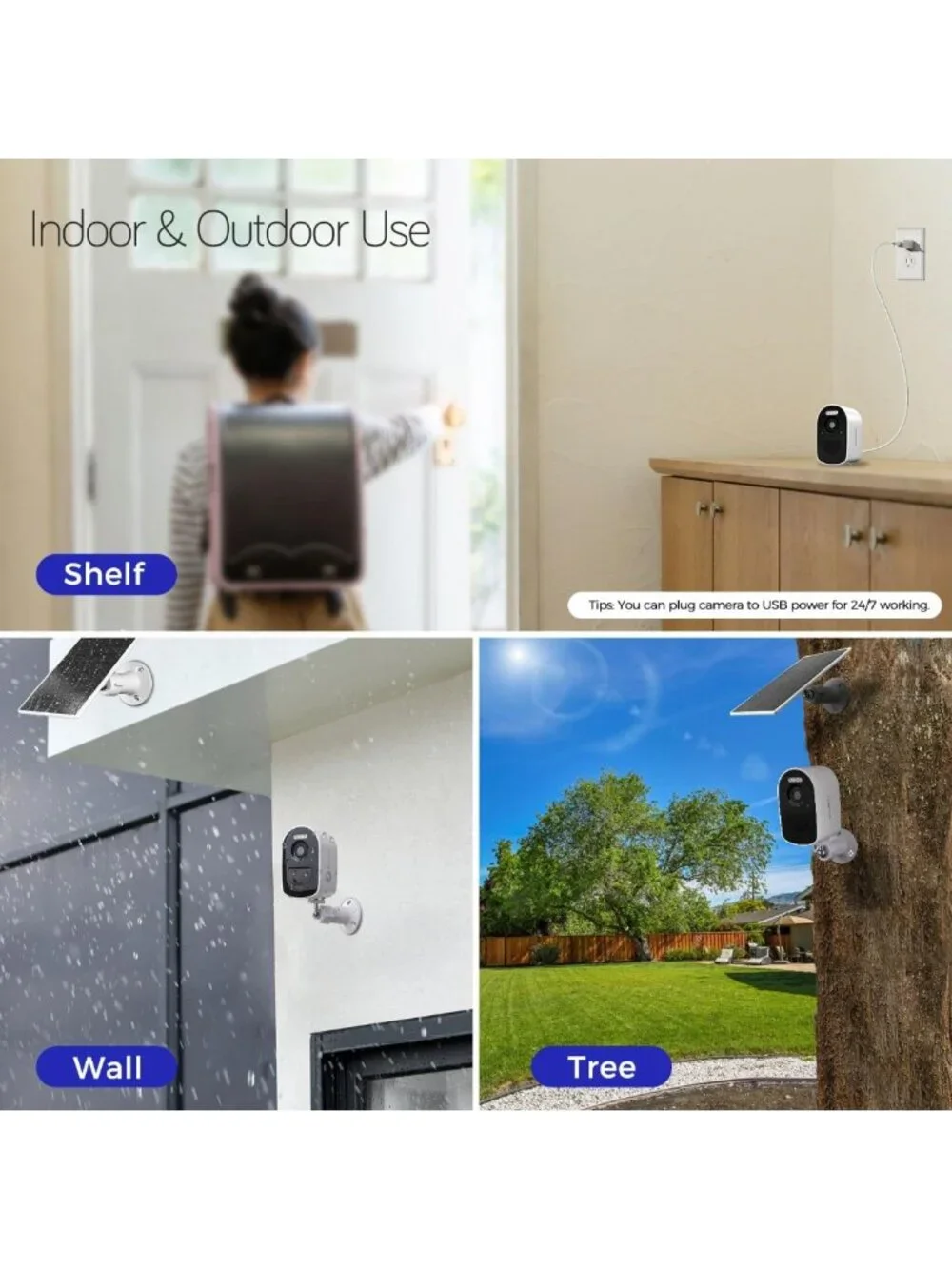 4MP QHD WiFi6 Solar-Powered Indoor/Outdoor Security Camera - Dual-Band, Wireless